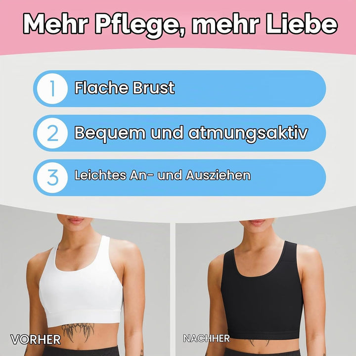 Brust Binder für Transgender FTM Atmungsaktive Halb Breast Binder Kompression BH Schwarz L, Schwarz
