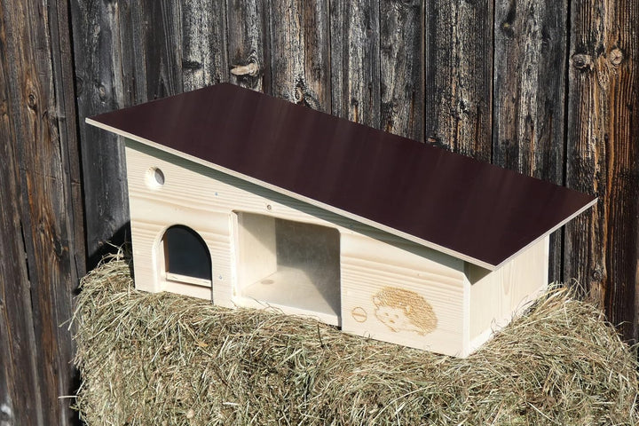 Luxus Igelfutterhaus mit Beobachtungsfenster 80cm x 40cm x 32cm Igelhotel 18mm Vollholz Witterungsbe