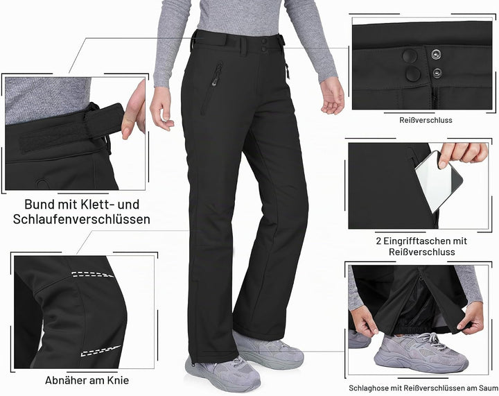 33,000ft Damen Skihose Outdoorhose Wasserdicht Winddichte Softshellhose Warme Gefütterte Trekkinghos