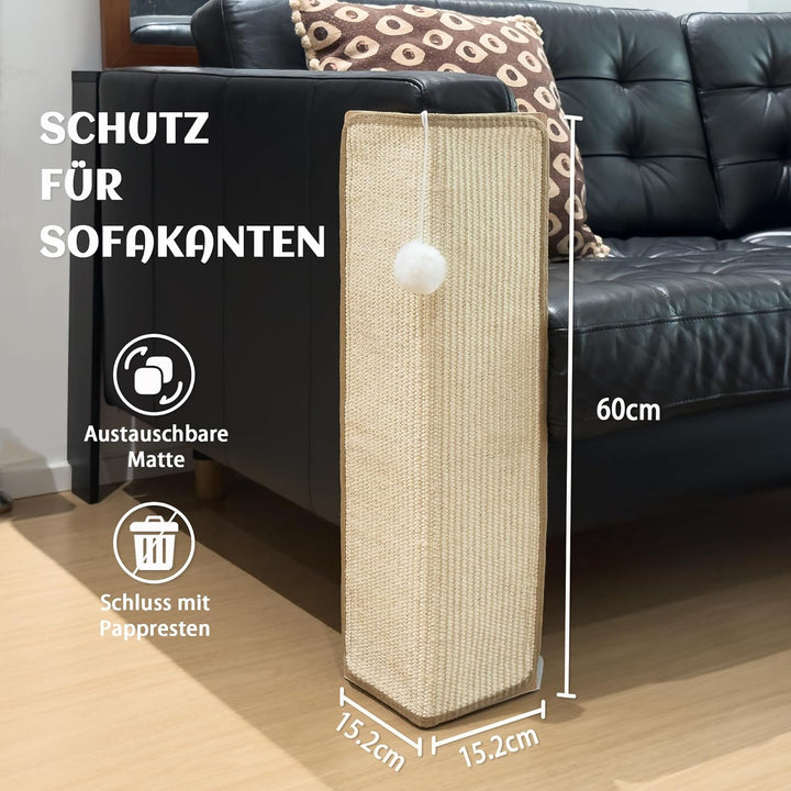 PETKARAY Katzenkratzbrett für unter Möbeln, 60 cm Sisal Kratzbrett für Sofa-Ecke, Katzen Kratzbaum,