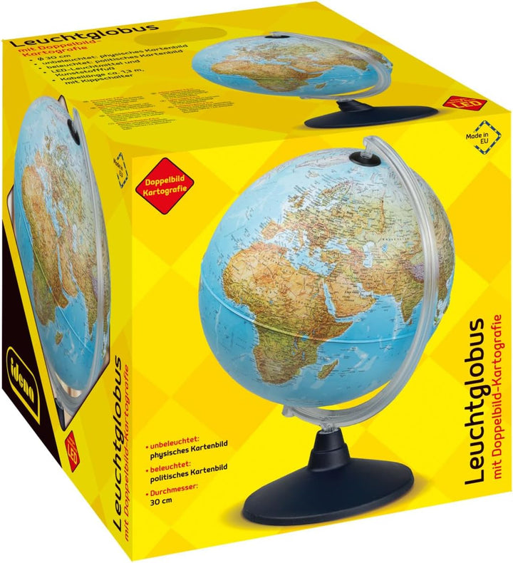 Idena 569902 - Leuchtglobus mit LED Beleuchtung und Ein- und Ausschalter, Durchmesser ca. 30 cm, phy