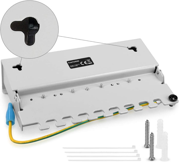 kwmobile 8 Port Patchpanel Cat6 Verteiler - Verteilerfeld Patchfeld Cat 6 Kabel mit Erdungskabel - i