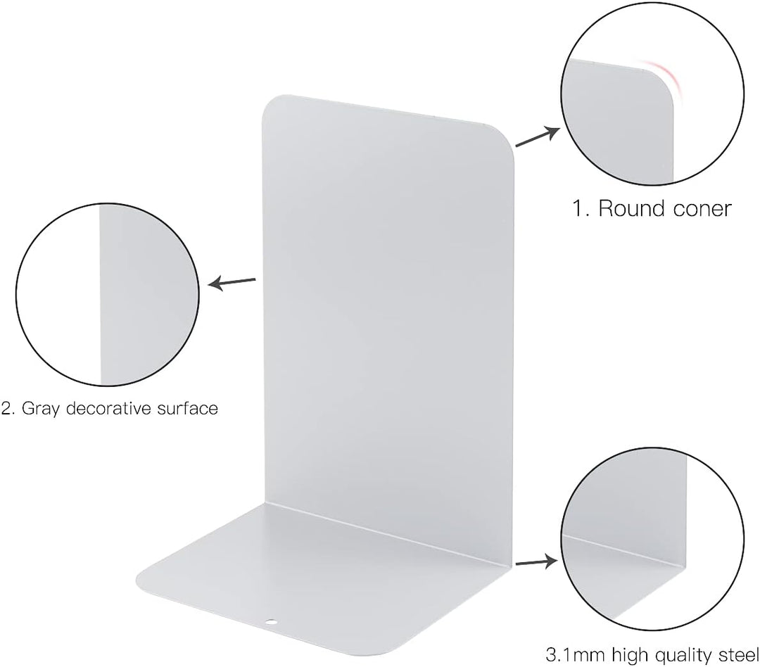 MSDADA Buchstützen aus Metall L, 102x203x135mm, 5 Paar CD Buchständer Kinder, Bücherregal für Schule