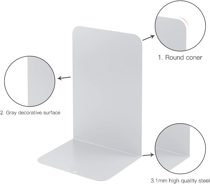 MSDADA Buchstützen aus Metall L, 102x203x135mm, 5 Paar CD Buchständer Kinder, Bücherregal für Schule