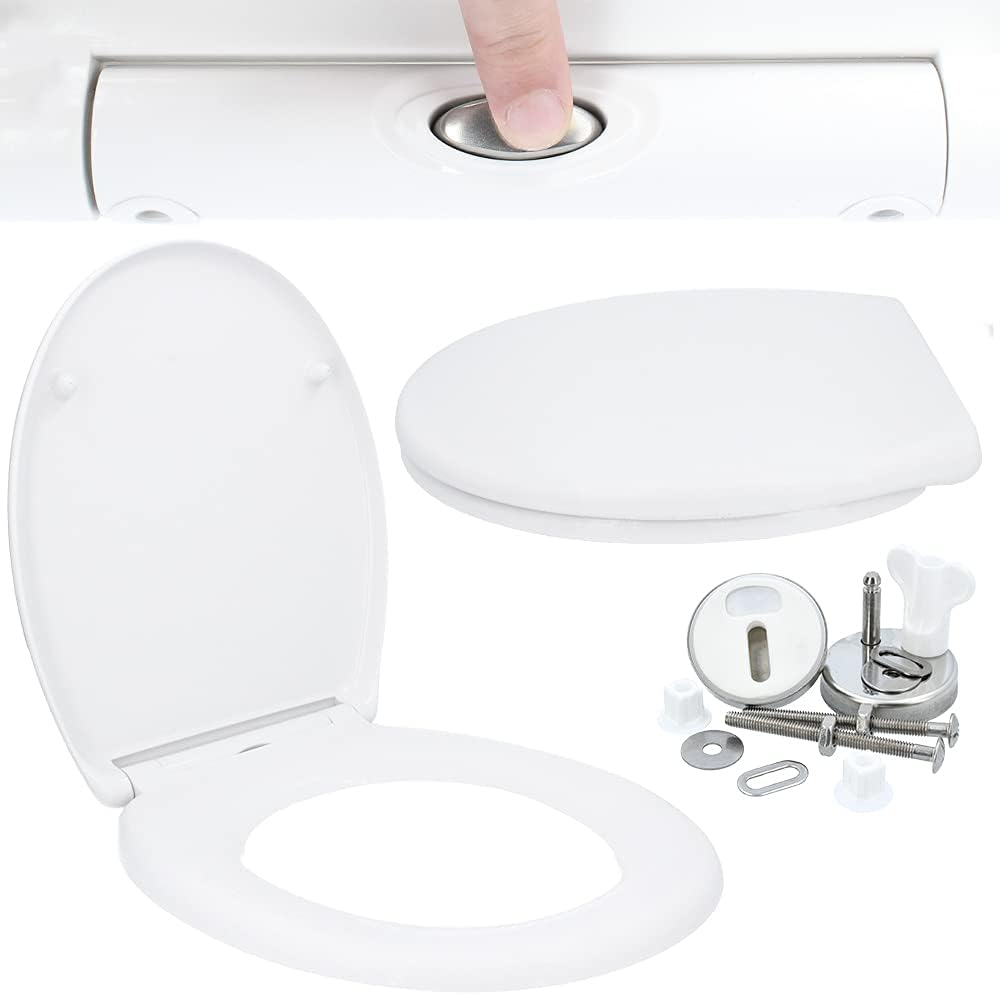 Hydroland Absenkbarer Toilettendeckel Antibakteriell Oval Weiss | WC Sitz mit Absenkautomatik Soft C