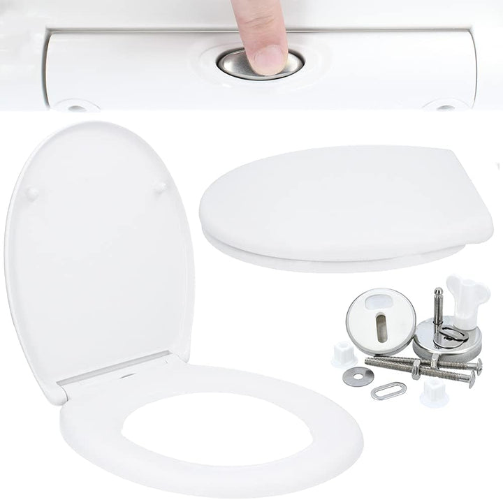 Hydroland Absenkbarer Toilettendeckel Antibakteriell Oval Weiss | WC Sitz mit Absenkautomatik Soft C
