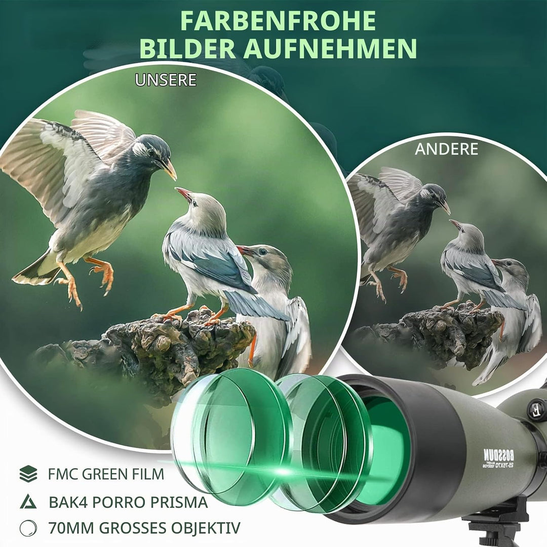 25-75X70 Spektive für Zielschiessen, Jagd, Vogelbeobachtung, Wildtierbeobachtung. Low Light Vision S