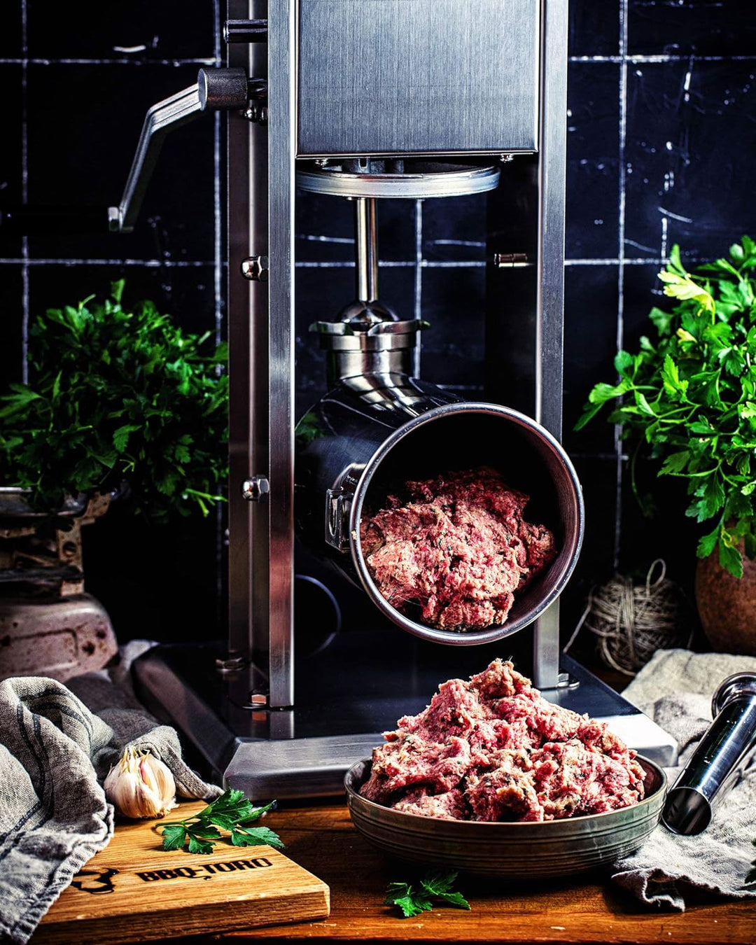 Zelsius Profi Wurstfüllmaschine aus Edelstahl (7 Liter, Silber) + vier verschiedene Füllrohre, Wurst