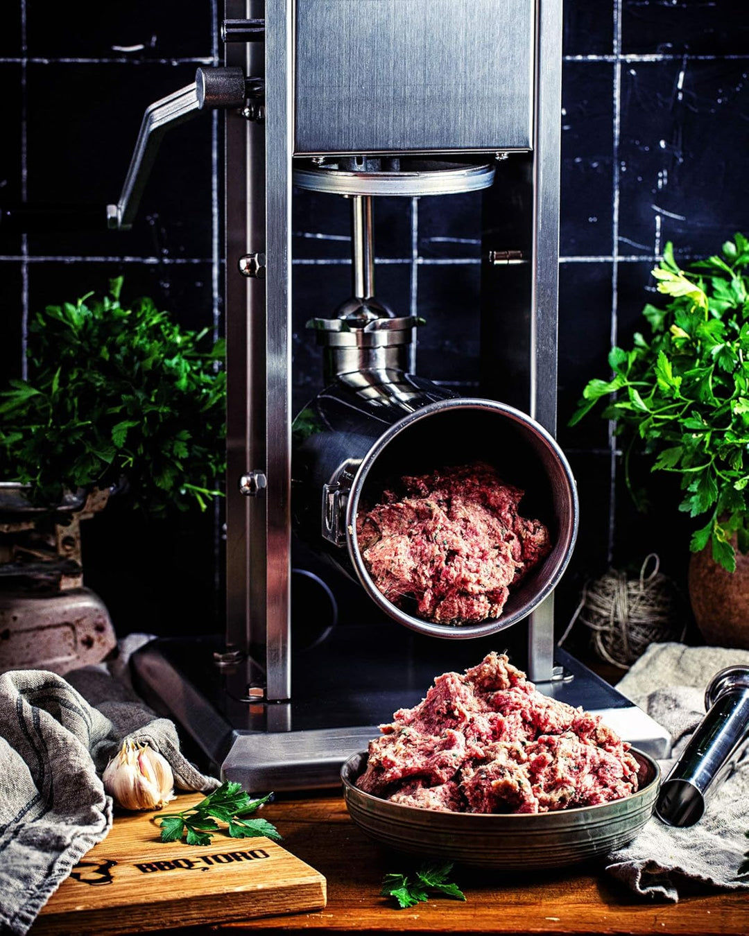 Zelsius Profi Wurstfüllmaschine aus Edelstahl (5 Liter, Schwarz) + vier verschiedene Füllrohre, Wurs