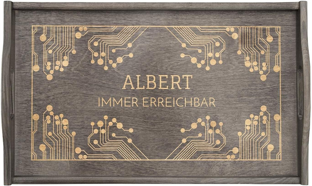 Maverton Betttablett mit Gravur - personalisiert - Sofatisch mit Griffen - klappbar - erhöhter Rand