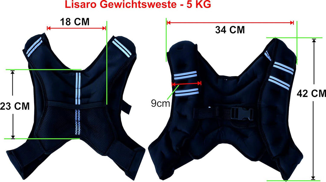 Lisaro Gewichtsweste 5-kg | ideal für Lauf Training | Gewichtsweste X-Style | Trainingsweste für Fit