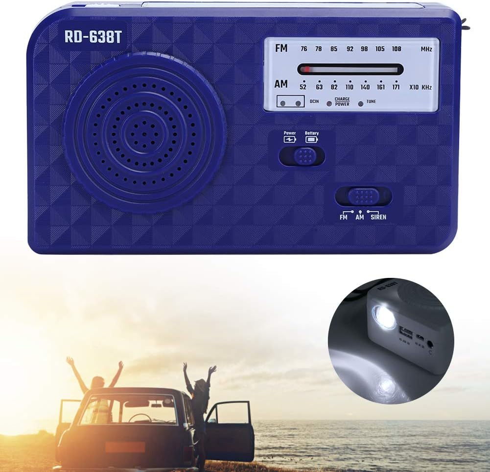 Notfall-Solar-Handkurbel-Radio, Autarkes Solar-FM-AM-Notfall-Radio, LED-Licht, Telefon-Notfall-Aufla