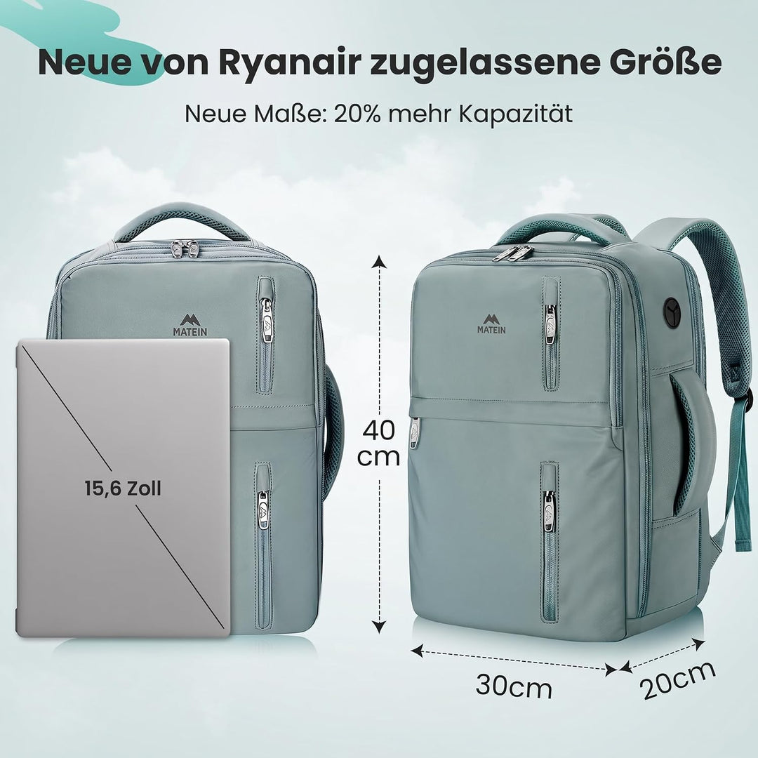 MATEIN Ryanair Handgepäck 40x30x20 mit Nassfach, 24L Rucksack Handgepäck Flugzeug Leicht, Ryanair Ru