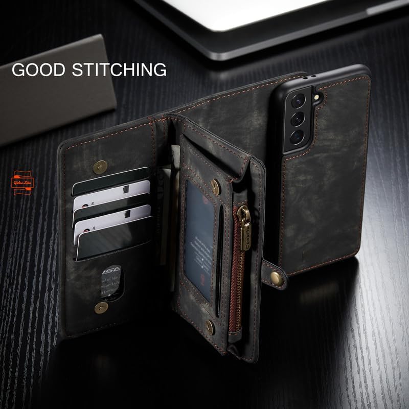 Yidai-Silu iPhone 14 Pro Max Handy Hülle 【Abnehmbar, Mutil-Funktion】 Wallet Case Magnet Tasche PU Le