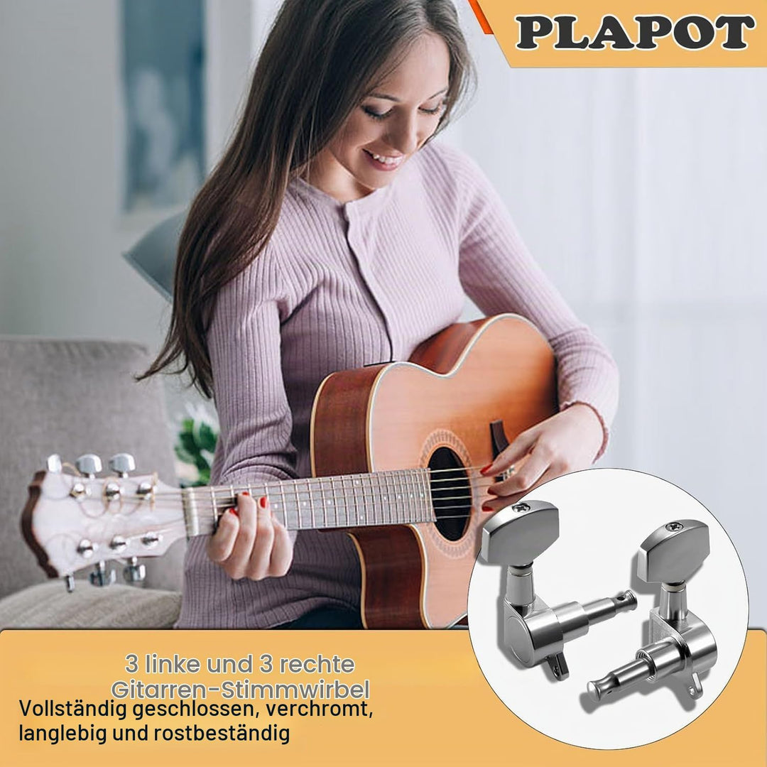 12 Stück 3R 3L Gitarren Stimmwirbel, Gitarren Mechaniken Tuner, Akustikgitarre Mechaniken Knöpfe, Gi