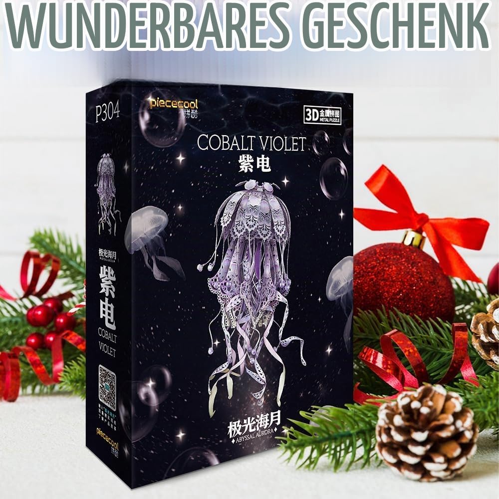 Piececool 3D Puzzle Metall Quallen, 3D Metall Puzzle Meeresbiologisches Modell für 340 Edelstahl, Ga