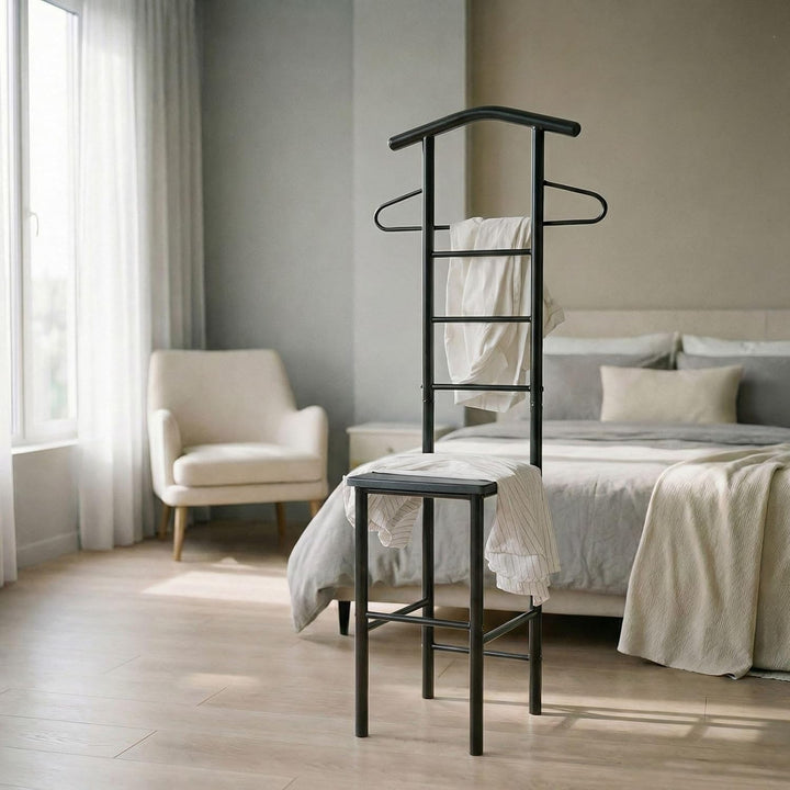 CARO-Möbel Herrendiener JIVO Stummer Diener Kleiderständer in grau, 121 cm, Garderobe mit Hosenbügel