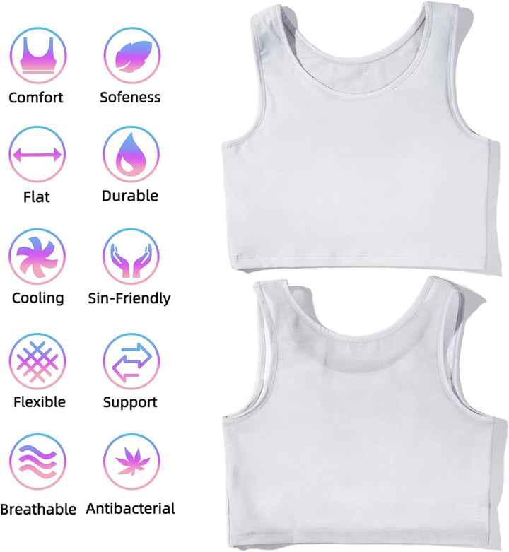 XUJI Binder Transgender FTM Atmungsaktiver Brust Binder 3XL Grau, 3XL Grau