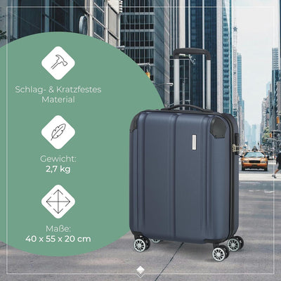 travelite 4-Rad Handgepäck Koffer erfüllt IATA Bordgepäckmass, Gepäck Serie CITY: Robuster Hartschal
