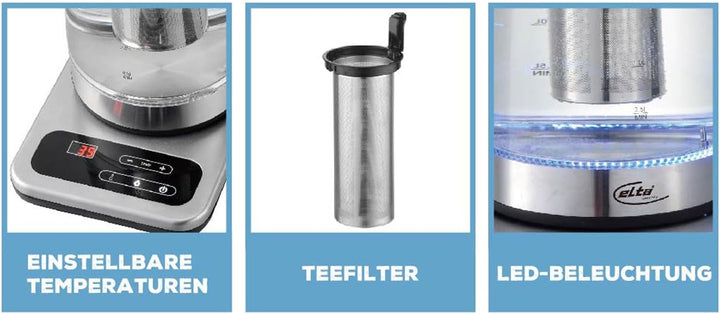 ELTA Tee- und Wasserkocher TK-2200.2, 1,8 L, 2200 W, 2in1 Combi