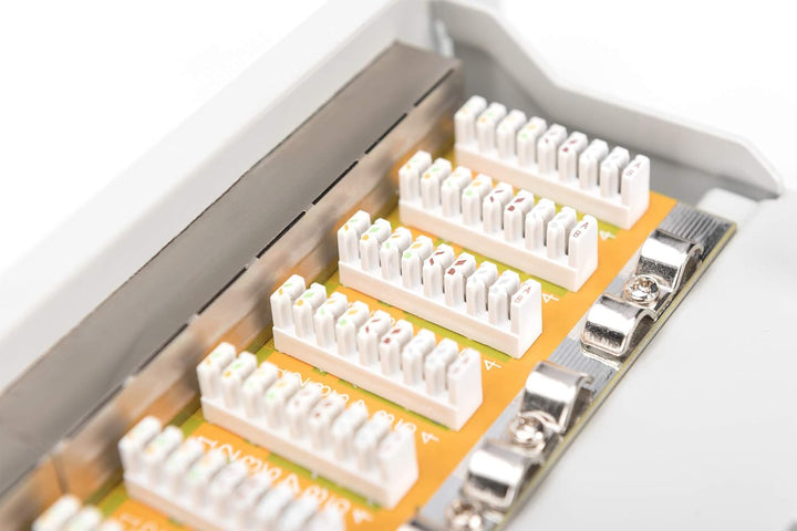 DIGITUS Cat-6 Patchpanel - 12 Ports - RJ45-Buchsen - 10-Zoll Rack-Mount 1HE - LSA Verteilerfeld - Ge