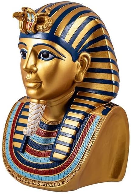 DRW Figur Büste Tutanchamon Ägyptischer König Golden aus Harz handbemalt 18x14x26cm