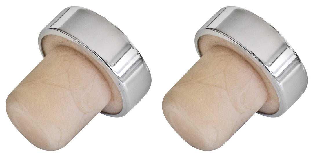 Fackelmann 49554 Weinflaschenverschluss 3cm 2 Stück aus Kork/Kunststoff, Kork, Silber/Beige, 7 x 3 x