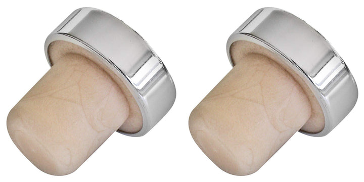 Fackelmann 49554 Weinflaschenverschluss 3cm 2 Stück aus Kork/Kunststoff, Kork, Silber/Beige, 7 x 3 x