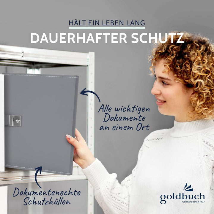 goldbuch 53809 Dokumentenmappe Cezanne für DIN A4 Unterlagen, Ringbuchmappe inklusive 5 Sichthüllen,