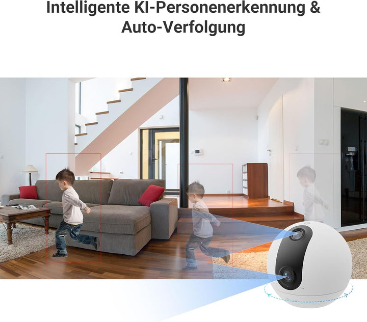 EZVIZ WLAN Überwachungskamera mit 2K+ Dual-Lens, 360° Innenkamera mit Personenerkennung und Auto-Tra