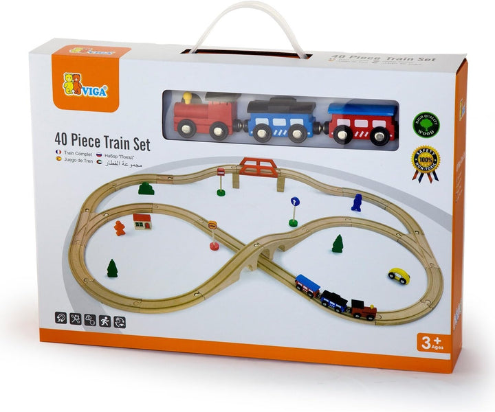 VIGA Toys - Holzeisenbahn - Stadt - 49 Teile 2043646, Multi Color