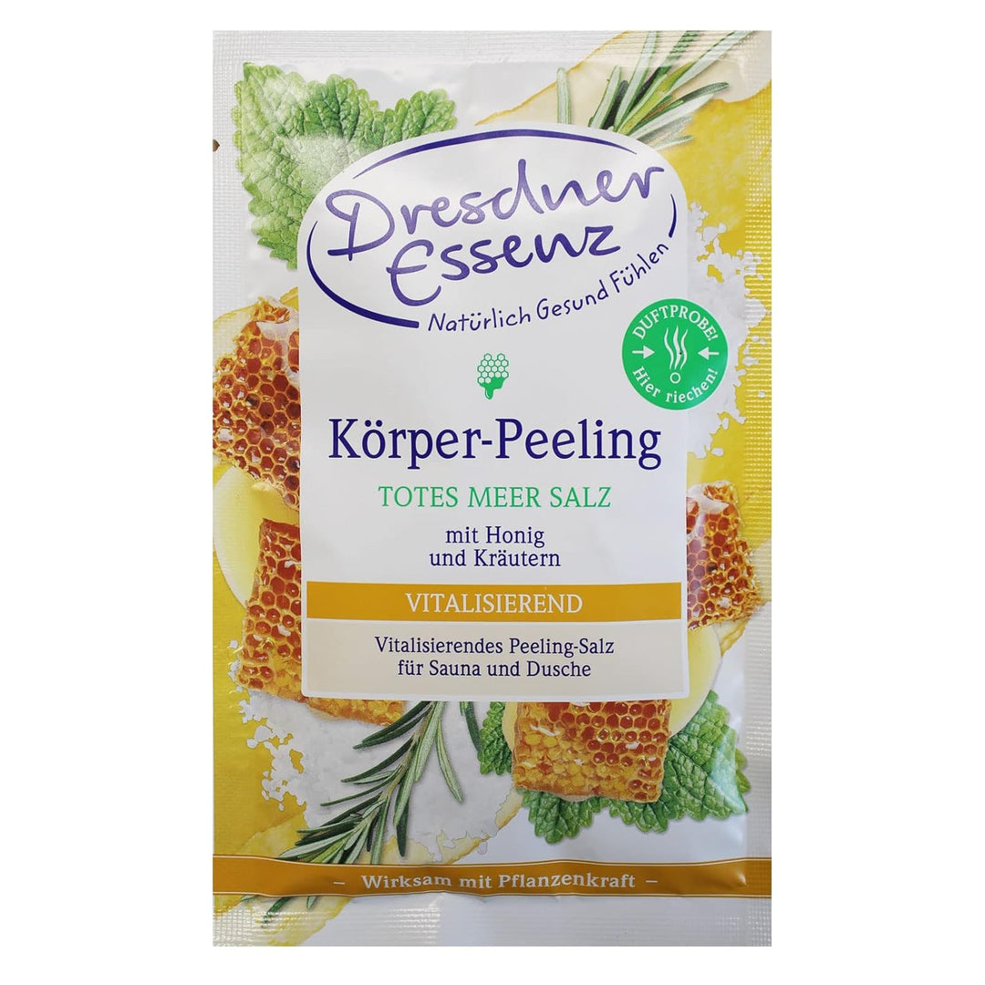 6er Pack Dresdner Essenz Körper-Peeling Totes Meer Salz Honig Kräuter 6 x 50 g Hautpeeling 50 g (6er