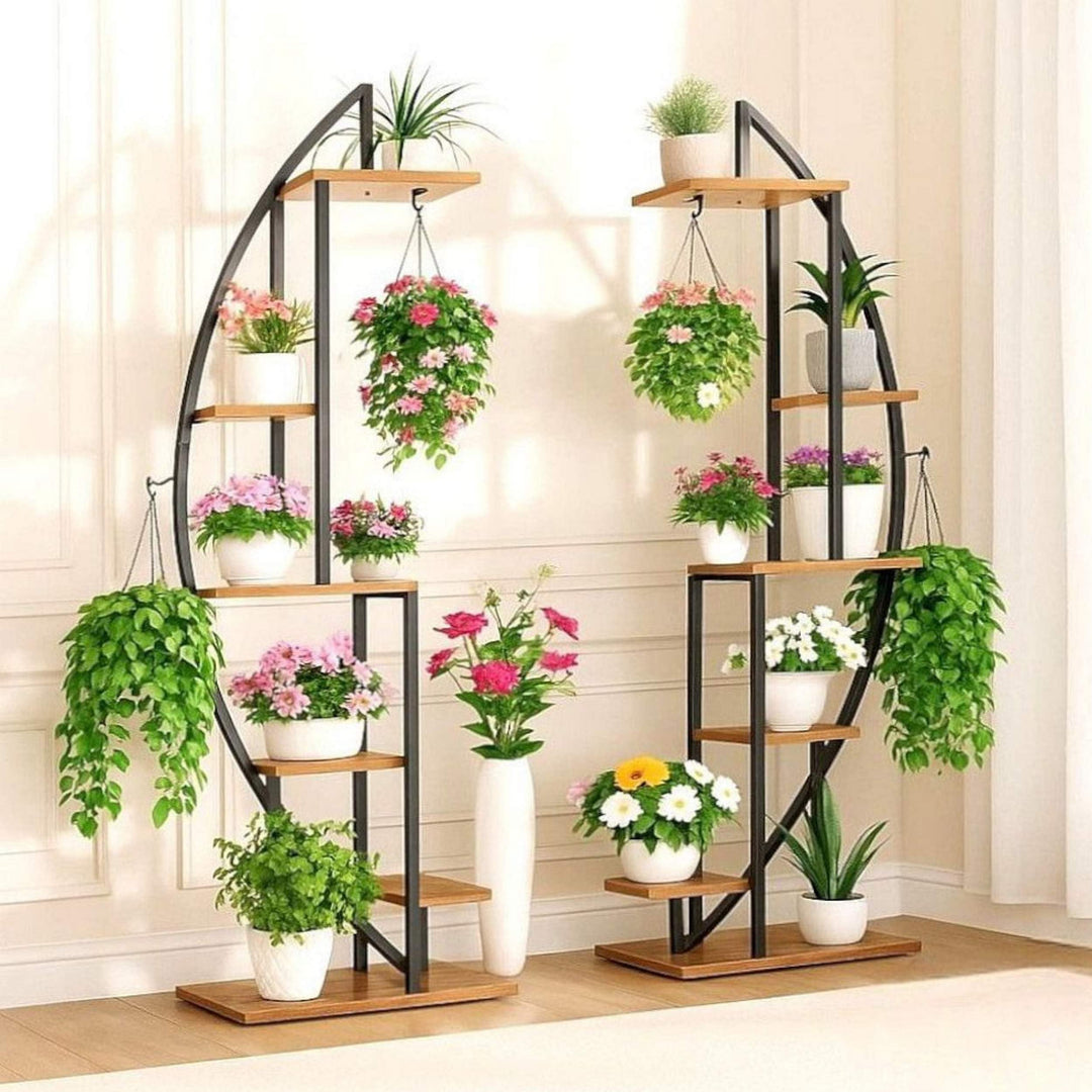 DanDiBo Pflanzenregal Indoor 160 cm Hoch Blumenregal Metall Schwarz Rund 96644 Blumentreppe Gross Ha