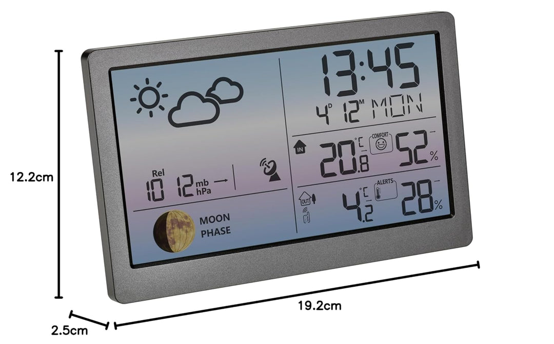 TFA-Dostmann Funk-Wetterstation LUNA SKY TFA 35.1169.10 Wettervorhersage mit Symbolen und Wettertend