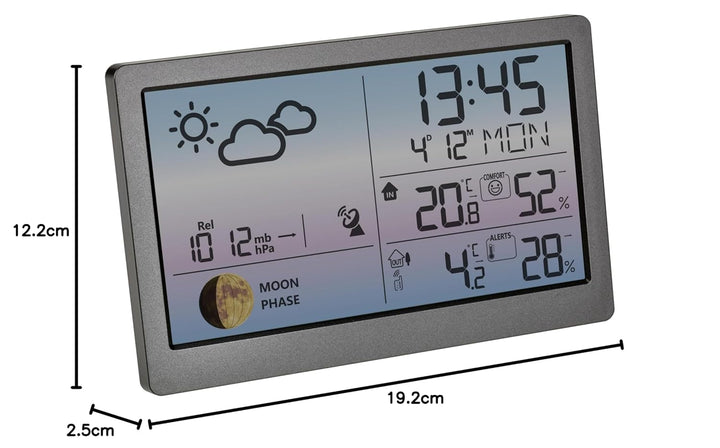 TFA-Dostmann Funk-Wetterstation LUNA SKY TFA 35.1169.10 Wettervorhersage mit Symbolen und Wettertend