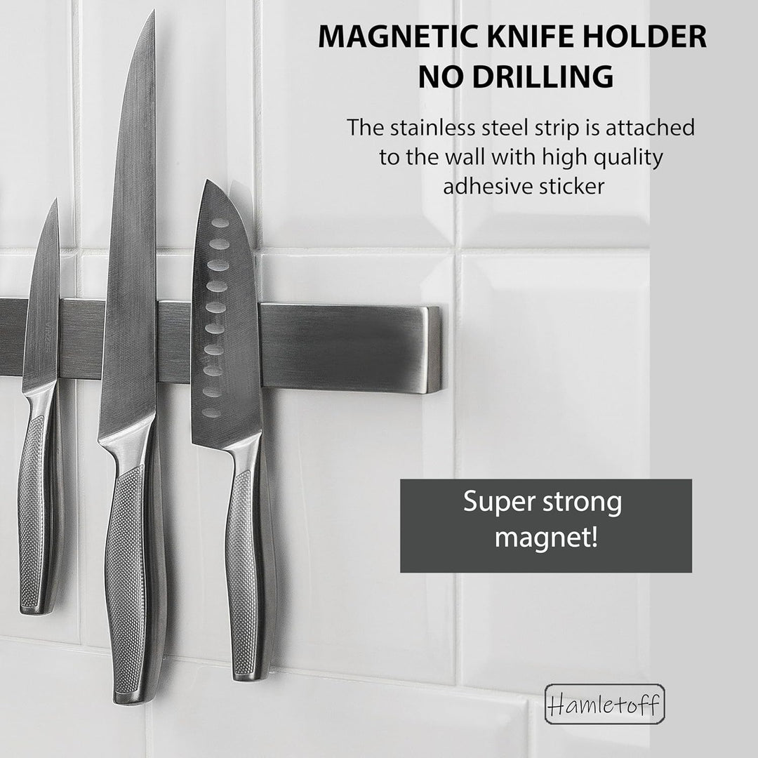 Premium Magnetischer Messerhalter für Wand ohne Bohren - 40.6 cm Edelstahl Magnetischer Messerhalter