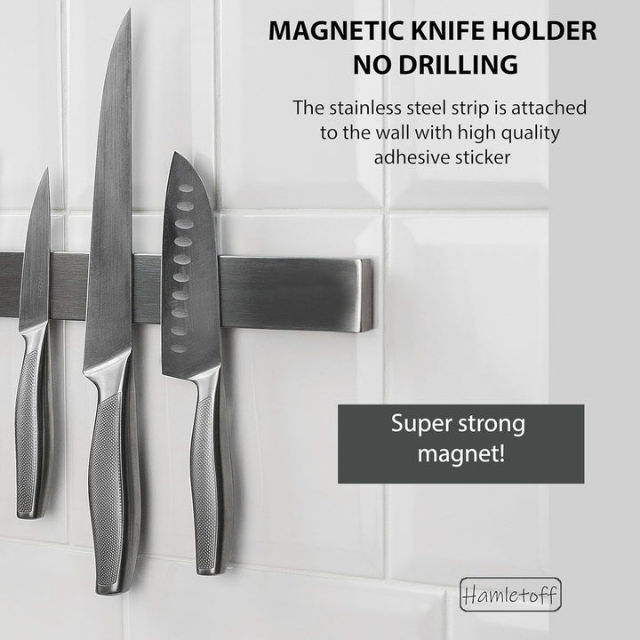 Premium Magnetischer Messerhalter für Wand ohne Bohren - 40.6 cm Edelstahl Magnetischer Messerhalter