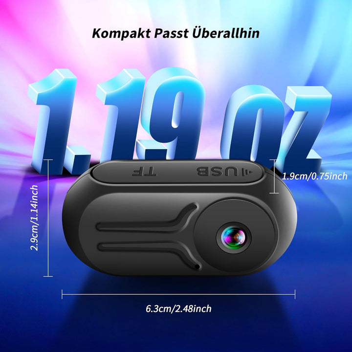 1080P Action Kamera mit 64 GB Karte, Sport Actionkameras, Action Cam mit WLAN, Mini Bodycam Körperka