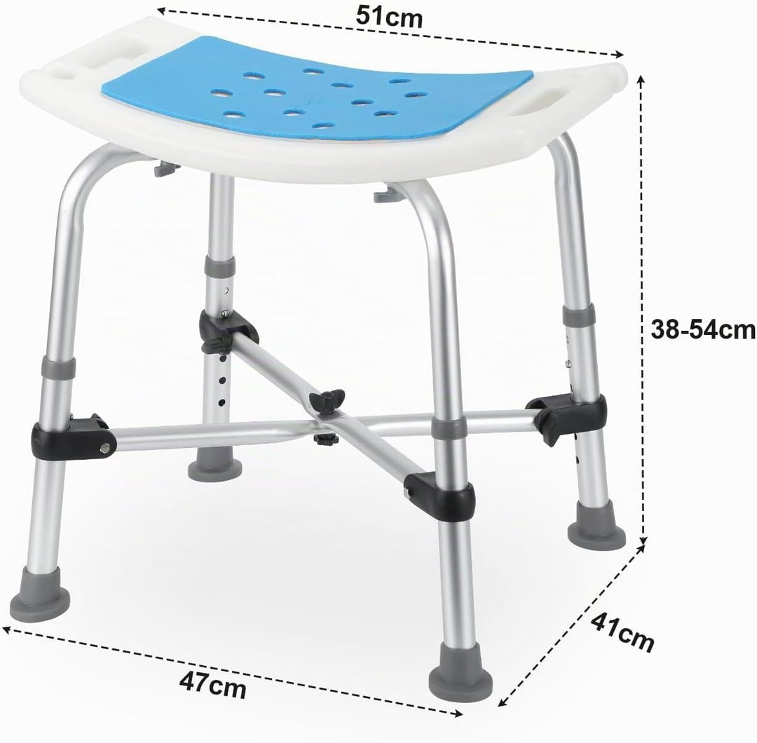 Duschhocker Höhenverstellbar Duschstuhl 40-53cm rutschfest Badhocker Komfort Duschsit mit Doppelt Ve