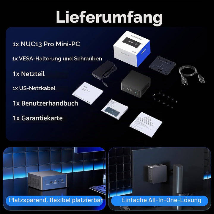 Intel NUC 13 Pro NUC13ANHi7 Arena Canyon: CPU 13. Gen, 32 GB RAM, SSD 1 TB, Intel Core i7-1360P, Win