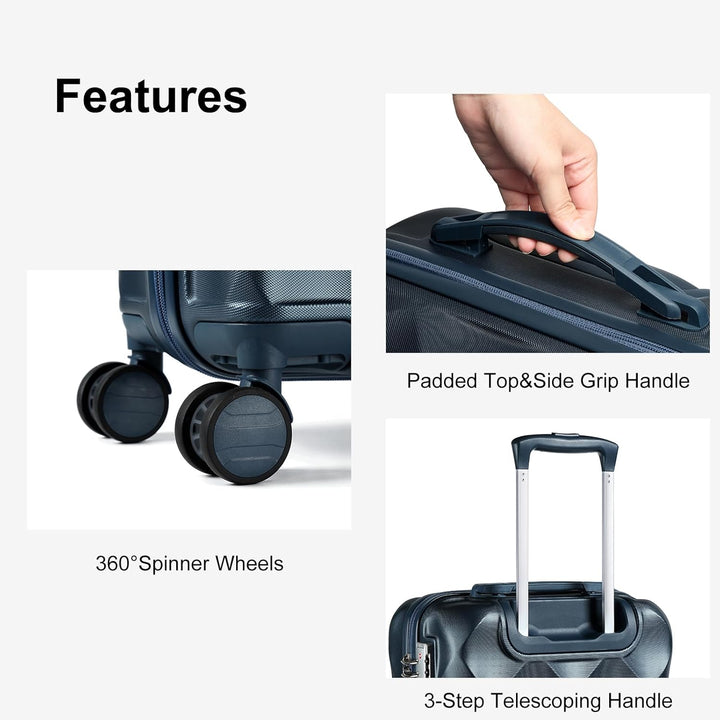 Sea choice Handgepäck Koffer Trolley ABS Leicht Reisekoffer Hardschale 4 Rollen und TSA Schloss Mit