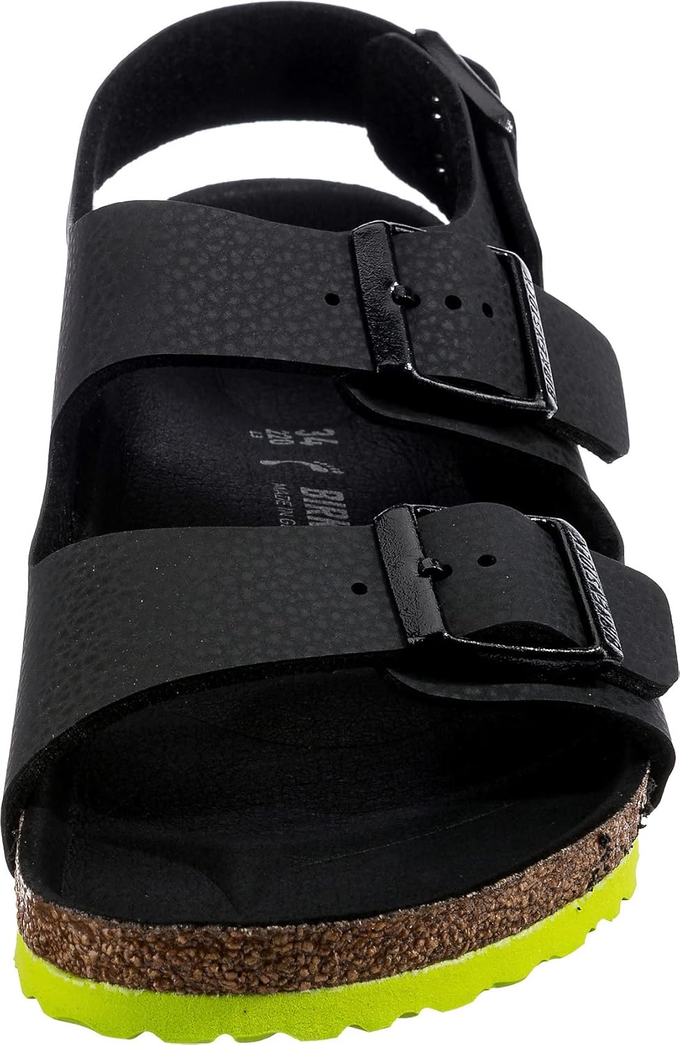 Birkenstock Jungen Milano Kids Desert Soil Black Lime, Birko Flor Sandal 30 EU Schwarz, 30 EU Schwar