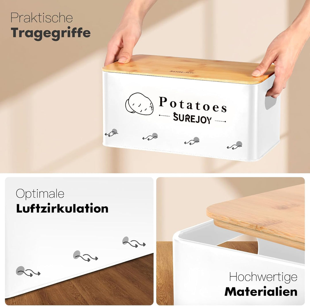 Surejoy Kartoffel Aufbewahrungsbox 3er Set, Vorratsdosen für Zwiebel Knoblauch Aufbewahrung, Hält Ge