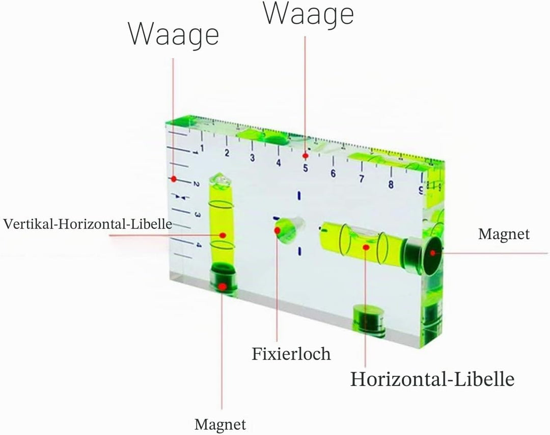 umei Transparente T-Type Multifunktionswaage Wasserwaage Zwei-Wege-Ebene mit Magnetskala, Grösse 95