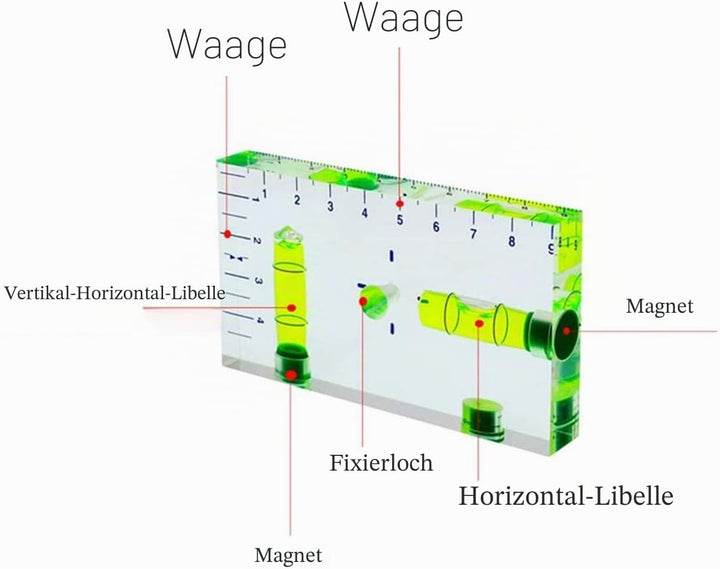 umei Transparente T-Type Multifunktionswaage Wasserwaage Zwei-Wege-Ebene mit Magnetskala, Grösse 95