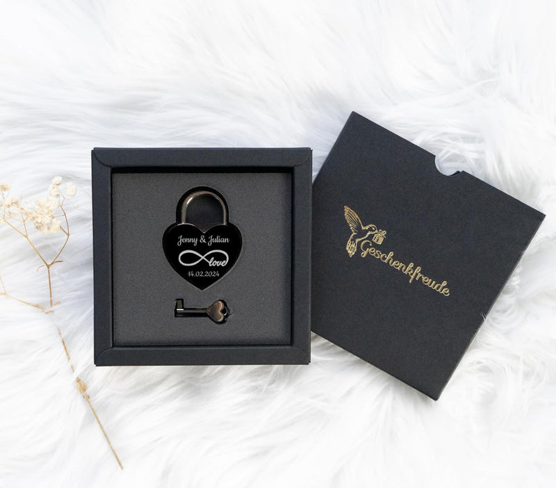 Geschenkfreude Liebesschloss mit Gravur witterungsbeständig - personalisierte Geschenke Valentinstag