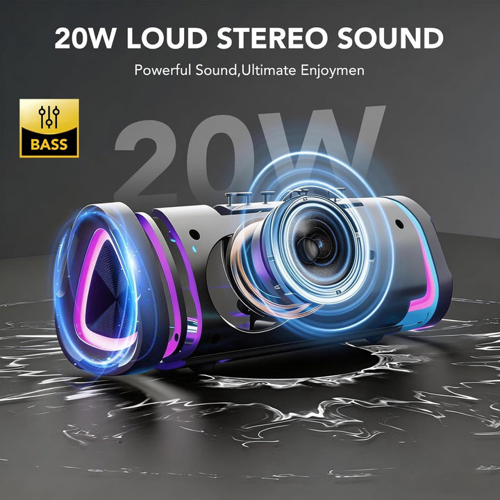 Bluetooth Lautsprecher mit Licht, 2026 Musikbox Tragbarer Box, Bluetooth 5.4, 15 St, Verbesserter Ba
