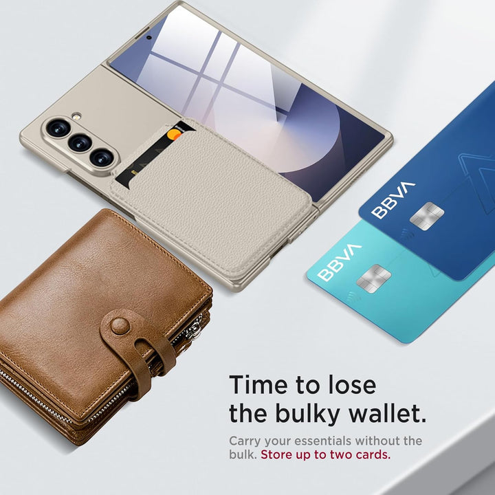 Miimall Kompatibel mit Samsung Galaxy Z Fold 6 Hülle mit Displayschutz, Magnetische Kartenhalter Wal