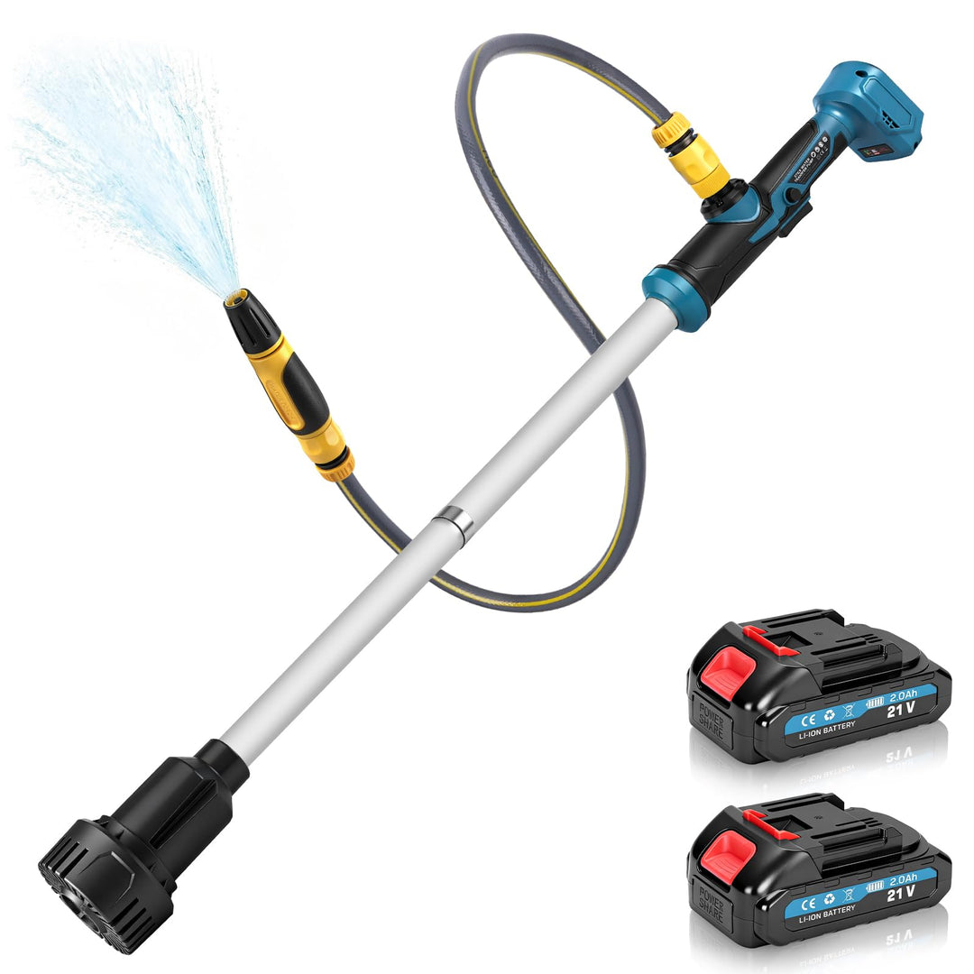 Kabellose Stab-Wassertransferpumpe 18V mit 2x2.0Ah Akkus, Akku Regenfasspumpe 3000 L/h, 6m Förderhöh
