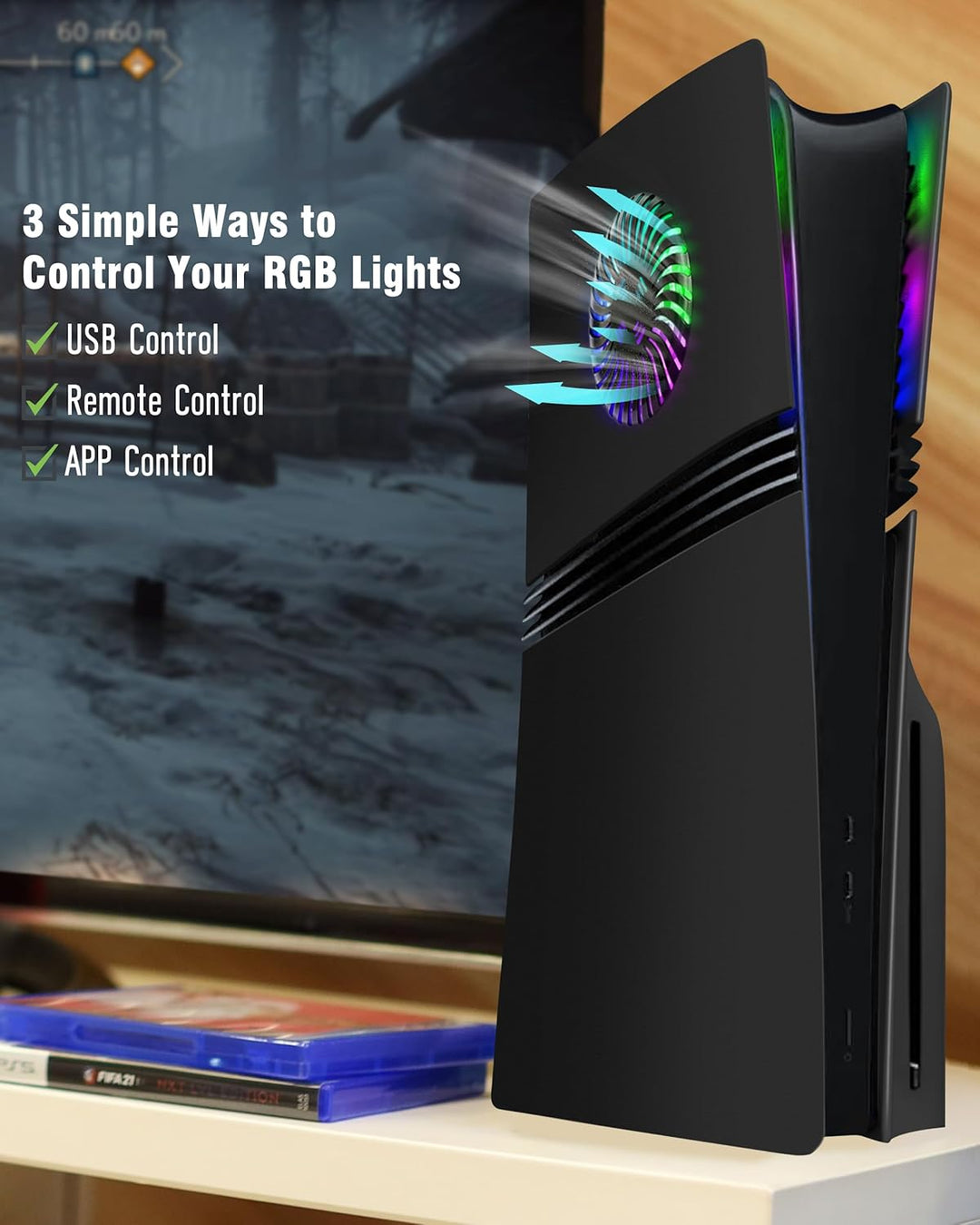 Joso Frontblende für PS5 Pro Disc Edition, Kratzfeste, staubdichte Ersatzhülle mit RGB-Ring, Abdecku